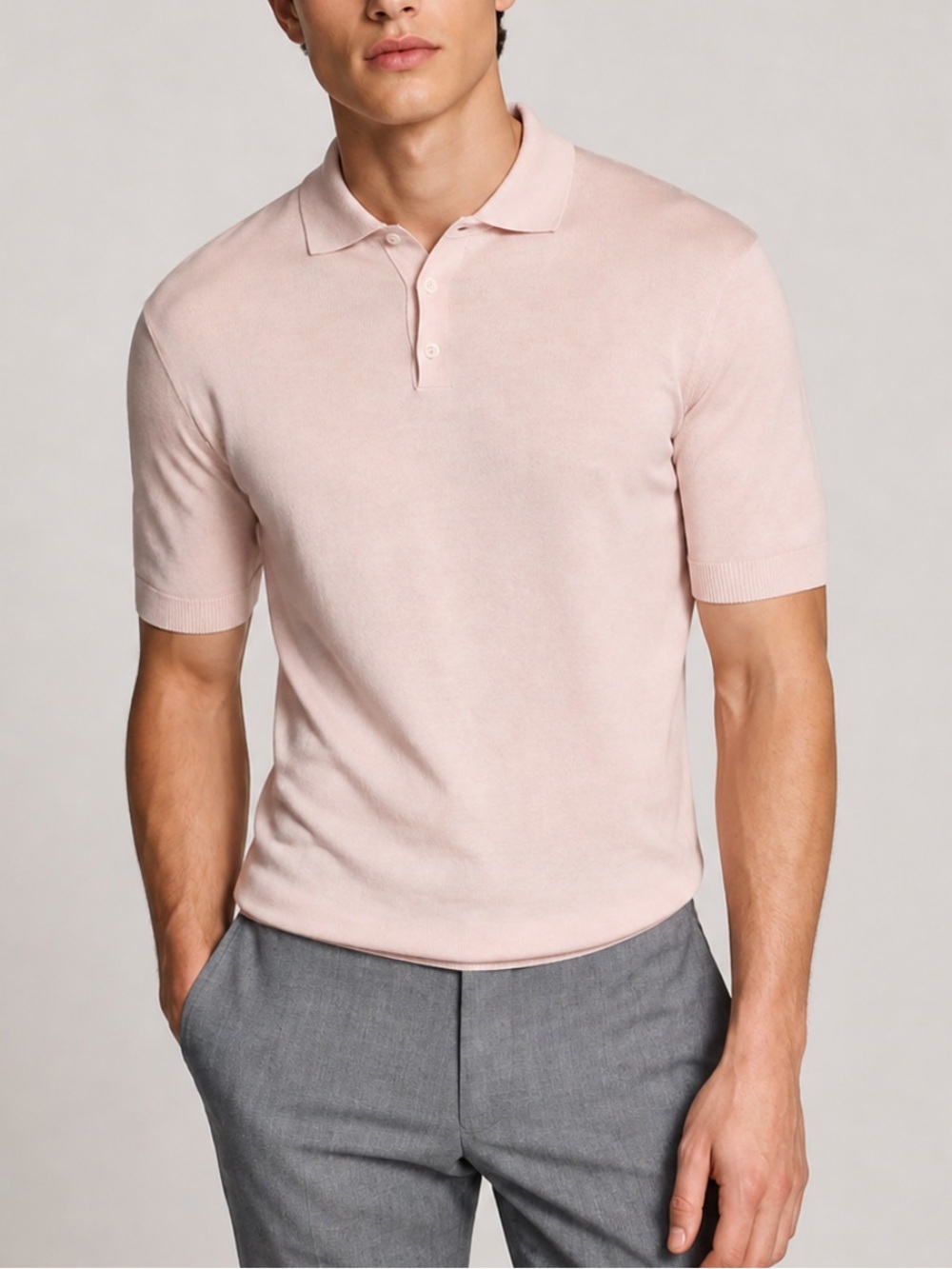 New! Jack Victor Light Pink Cotton Silk Tupper Knit Polo Size XL 38734